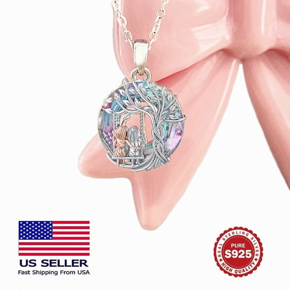 925 Sterling Silver Necklace with Two Sister Tree of Life Pendant — Meaningful Jewelry Gift for Women & Best Friends