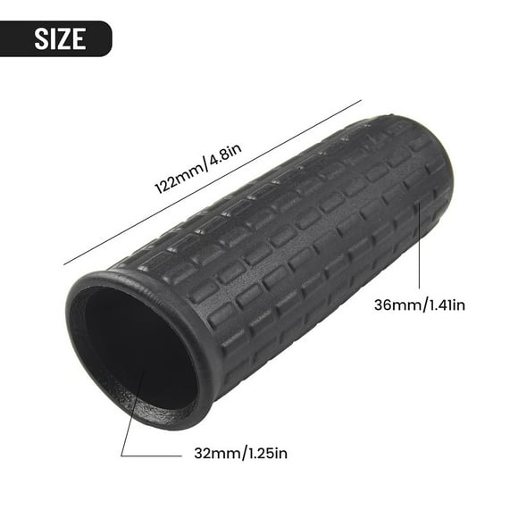 4Pcs Wheelbarrow Rubber Handles, Round Tubes Black Replacement Handles