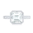 thumbnail image 5 of Rosec Jewels 7 MM Asscher Cut Moissanite Solitaire Ring in Bezel Setting with Sleek Accent, 10K White Gold, US 8.50, 5 of 9