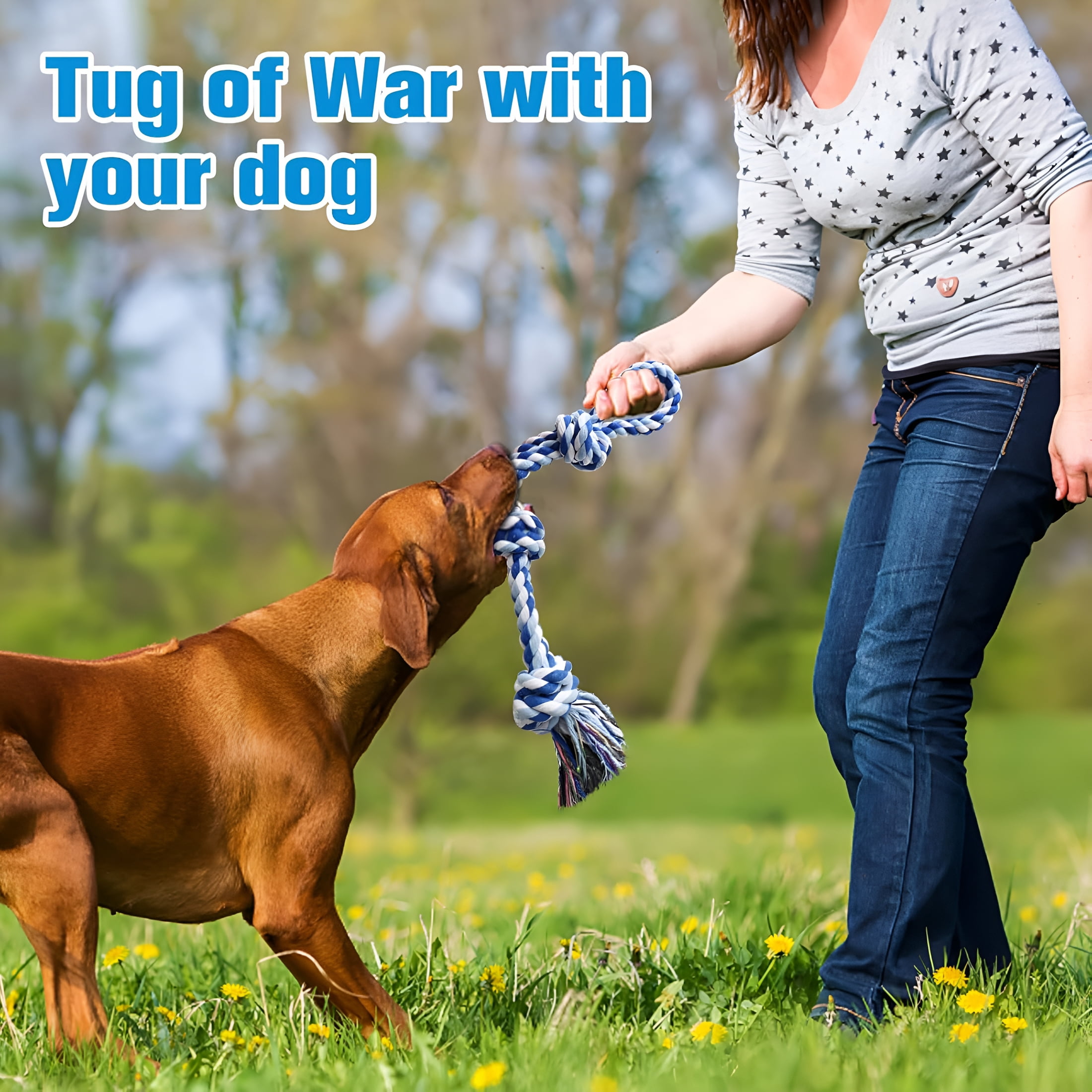 BESTSKY Dog Rope Toys 2 Nearly Indestructible Dogs Toy for Medium to Large Breed, Dental Cleaning Chew/Tug Toy for Boredom, Dog Grinding Teeth for Aggressive Chewers