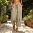 thumbnail image 2 of Womens Plaid Dress Pants New Summer Pants for Women Lightweight Faux Linen Casual Pants Loose Fits Comfy Vacation Trousers with Pockets, 2 of 8