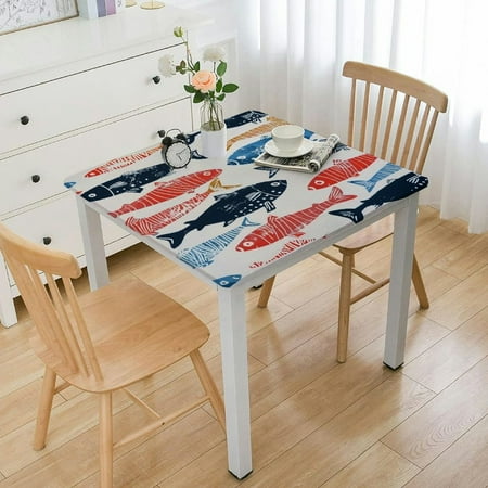 

YANMS Fish Theme Square Table Cover Full Width Single-Sided Printing 100% Polyester Fiber 36*36