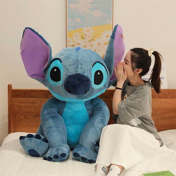 Large Size Disney Lilo & Stitch Plush Stuffed Toys Cartoon Kawaii Animal Cushion Pillow Doll Couple Children Christmas Gift Blue zhangmengya LED