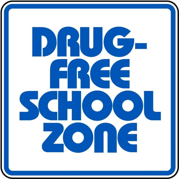 Vinyl Stickers - Drug Free School Zone Sign 2 - Safety and Warning Warehouse Signs Stickers - 3.5" x 5" - 3 Pack