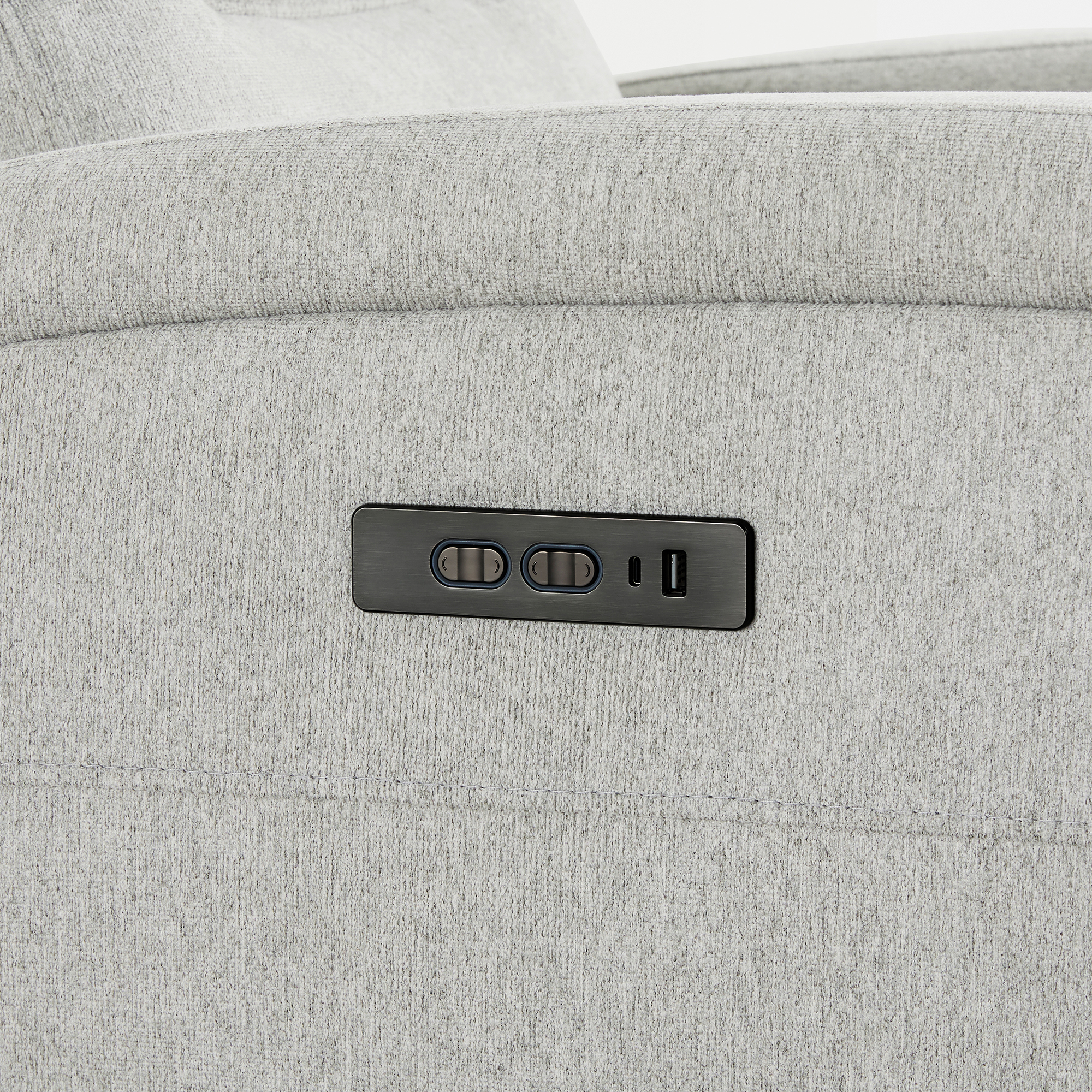 Spruce & SpringPower Swivel Glider Recliner with USB Charging for Home Theater, Gray-Power Headrest