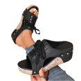 thumbnail image 3 of HTHLVMD Sandales à Enfiler Compensées en Liège Décorées de Rivets pour Femmes, Sandales Compensées en Liège et Sandales à Plateforme, Sandales Orthopédiques Compensées Confortables pour Femmes d'Été à Plateforme en Liège, Noir 5.5, 3 of 7