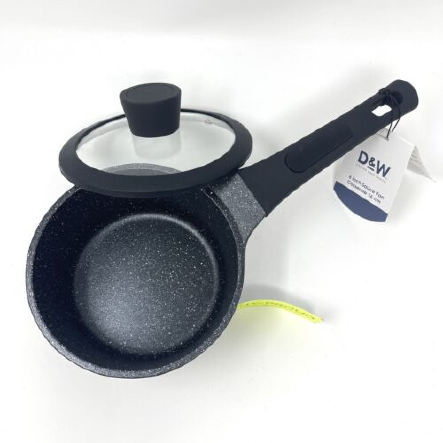 D&W Saucepan NonStick With Lid 7 inch Small Stock Pot PFOA Free Dishwasher  Safe