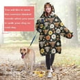 thumbnail image 4 of Black Highland Cow Flower Pattern Wearable Oversized Blanket,Wearable Blanket Hoodie for Adults,Cozy Hooded Blankets with Super Pockets,Super Warm Fuzzy Pullover for Women & Men, 4 of 6