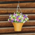 thumbnail image 3 of Wildflower Door Hanger Basket Wreath, Farmhouse Artificial Flowers Wreath, Wildflowers Door Hanging Basket Wreath, Artificial Fake Hanging Plants Flowers Basket for Outdoor, 3 of 5