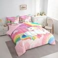 thumbnail image 3 of Castle Fairy Kawaii Magical Horse Twin Bedding Sets 7-Piece for Kids Teens Girls,Cartoon Rainbow Unicorn Bedding Comforter Set Microfiber,Dreamy Princess Breathable Sheet Sets,Breathable Home Decor, 3 of 8