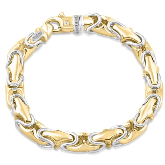 Pompeii Solid 14k White and Yellow Gold 74 grams Men's 8.7mm Wide Byzantine Bracelet