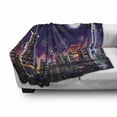 thumbnail image 3 of Landscape Soft Flannel Fleece Throw Blanket, Illustration of Celebration at Night in Dubai Skyscrapers and Firework Print, Cozy Plush for Indoor and Outdoor Use, 50" x 60", Purple, by Ambesonne, 3 of 6