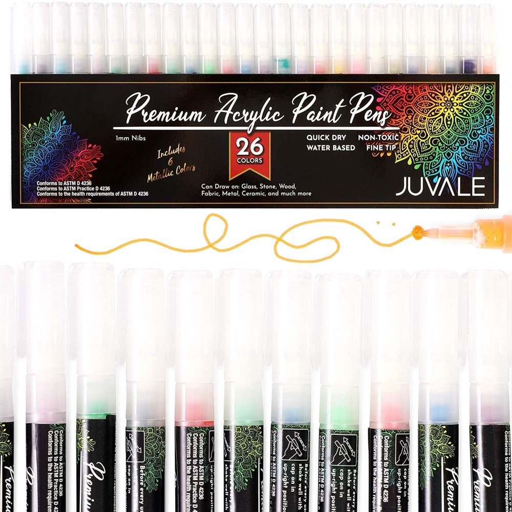 26 Packs Water Based Acrylic Paint Marker Pens Set for DIY Art and