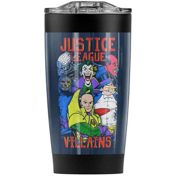 Justice League Villains Stainless Steel Tumbler 20 oz Coffee Travel Mug/Cup, Vacuum Insulated & Double Wall with Leakproof Sliding Lid | Great for Hot Drinks and Cold Beverages