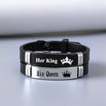 thumbnail image 6 of PWFE Couple Bracelets His Queen and Her King Stainless Steel Silicone Wrist Bangle for Men Women(Fresh), 6 of 10