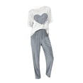 thumbnail image 5 of Valentine's Day Matching Pajamas for Couples Springs Women Pajama Sets Crew Neck Loungewear Women's Sleepwear Elbow Sleeve Womens Pjs Sets Light Blue, 5 of 9
