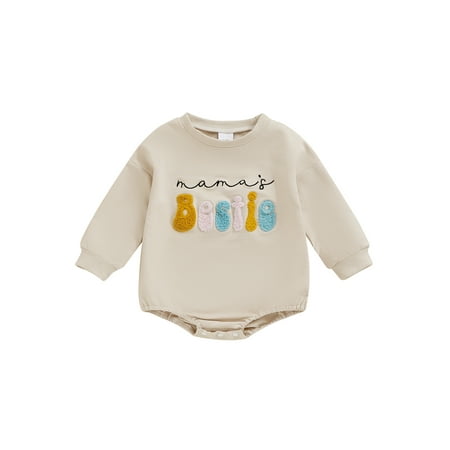 

Xingqing Baby Girls Romper Long Sleeve Crew Neck Embroidery Letters Bodysuit