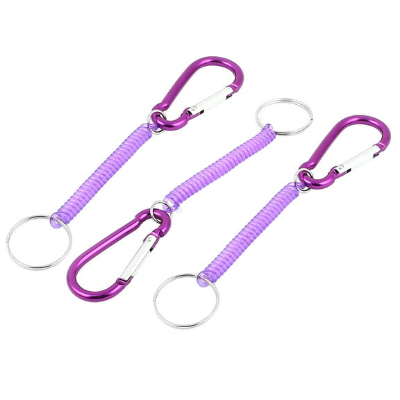 3Pcs Purple Plastic Stretchy  Coiled Coil Cord Keychain Key Chain Rope
