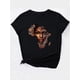 thumbnail image 4 of Vintage Old Portrait Print Black Women's Casual Fashion Top Round Neck Short Sleeve T-Shirt, 4 of 7