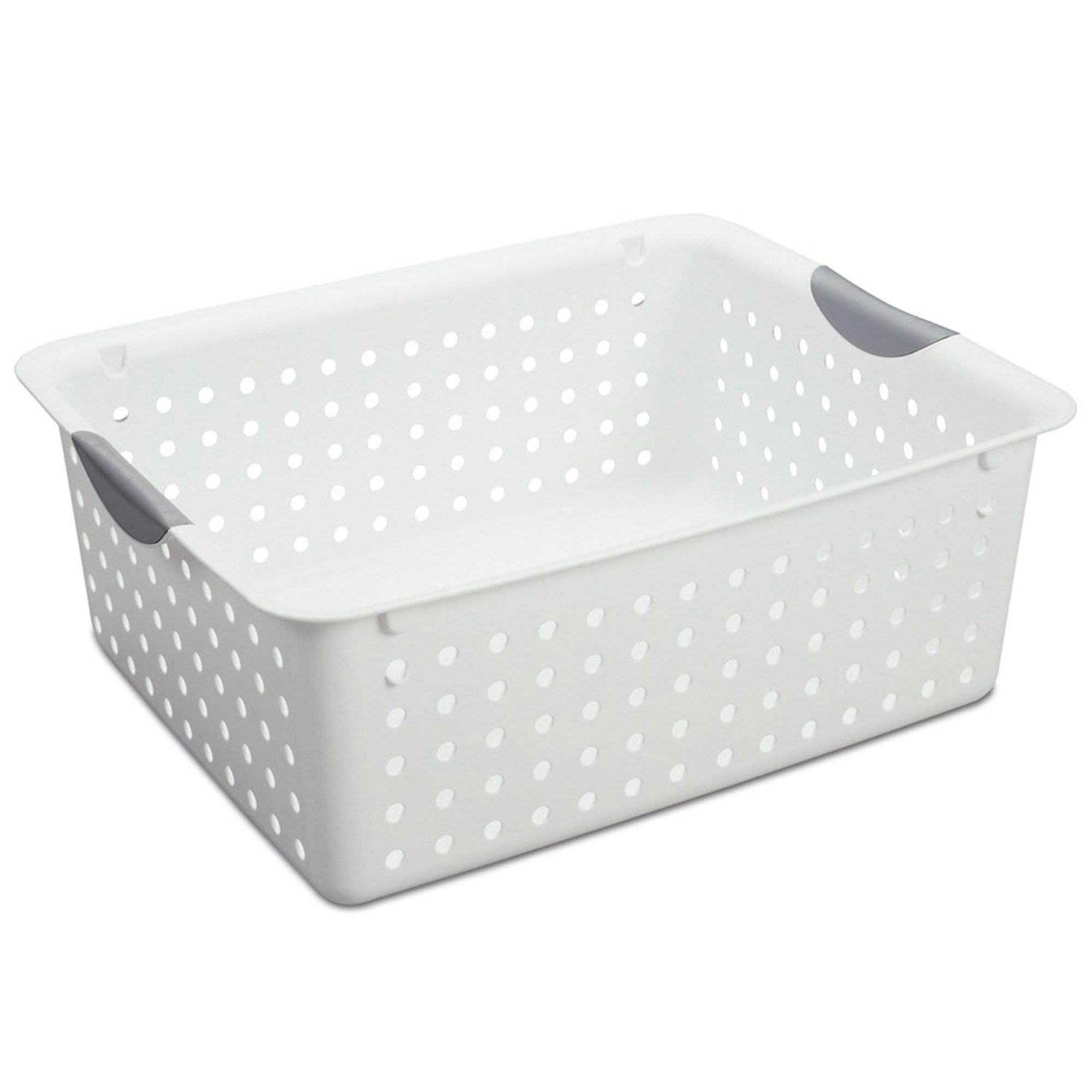 White Plastic Storage Basket with Handle Office Desk Tidy Kitchen Sink Drainer 