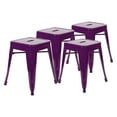 thumbnail image 2 of BizChair 18" Table Height Stool, Stackable Backless Metal Indoor Dining Stool, Commercial Grade Restaurant Stool in Purple - Set of 4, 2 of 11