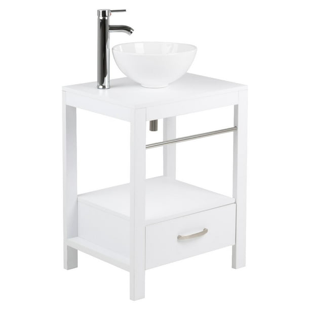Gabinete Para Baño Mueble Lavamanos Ovalin Monomando y Toallero Fibra de Madera MFC KingsHouse blanco