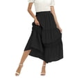 thumbnail image 4 of Summer Women's Boho Elastic High Waist A Line Ruffle Swing Beach Long Skirt, 4 of 12