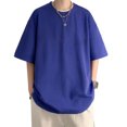 thumbnail image 2 of Camisa de manga corta con cuello redondo y color sólido, camisetas de verano para hombre con cuello redondo y manga corta, camiseta de manga corta con cuello redondo, resistente y resistente, 2 of 12