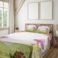 thumbnail image 2 of Ambesonne Forest Fitted & Top Sheet Set with Shams, Land Blooms, Green Pink Brown, 2 of 5
