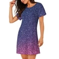 thumbnail image 2 of Disketp Violet Glitter para Camisón Corto de Manga Corta para Mujeres, Camisón Cómodo con Escote Redondo, Bonito y Confortable, 2 of 6