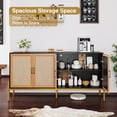 thumbnail image 2 of Veanerwood Black and Gold Rattan Sideboard Buffet Cabinet，62.4"L, 2 of 8