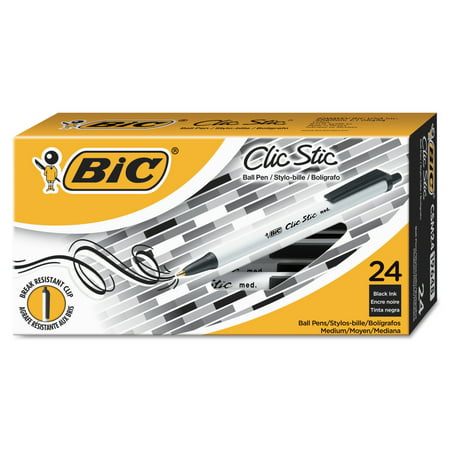 BIC Clic Stic Retractable Ball Pen, Medium Point (1.0 mm), Black,