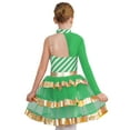 thumbnail image 3 of iiniim Kids Girls Christmas Dance One Shoulder Long Sleeve Ballet Tutu Leotard Figure Ice Skating Dress Green 12, 3 of 7