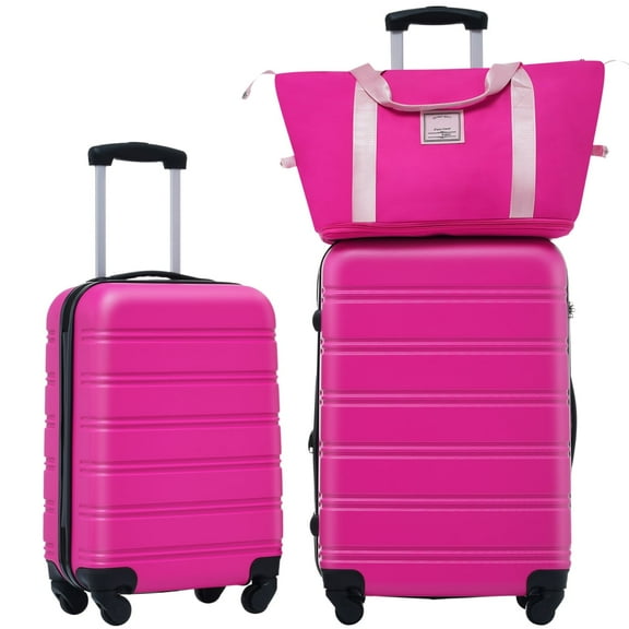 【LuckyNote】2 Piece Hardshell Luggage Set with Travel Bag, ABS Lightweight Suitcase with TSA Lock & Spinner Wheels (20 24 Inch)
