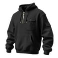 thumbnail image 4 of Zylanna Men's Hooded Sweatshirts with Pockets, Half-Zip Casual Solid Color Soft & Warm Sport Hoodies Pullover for Men Black, 4 of 6