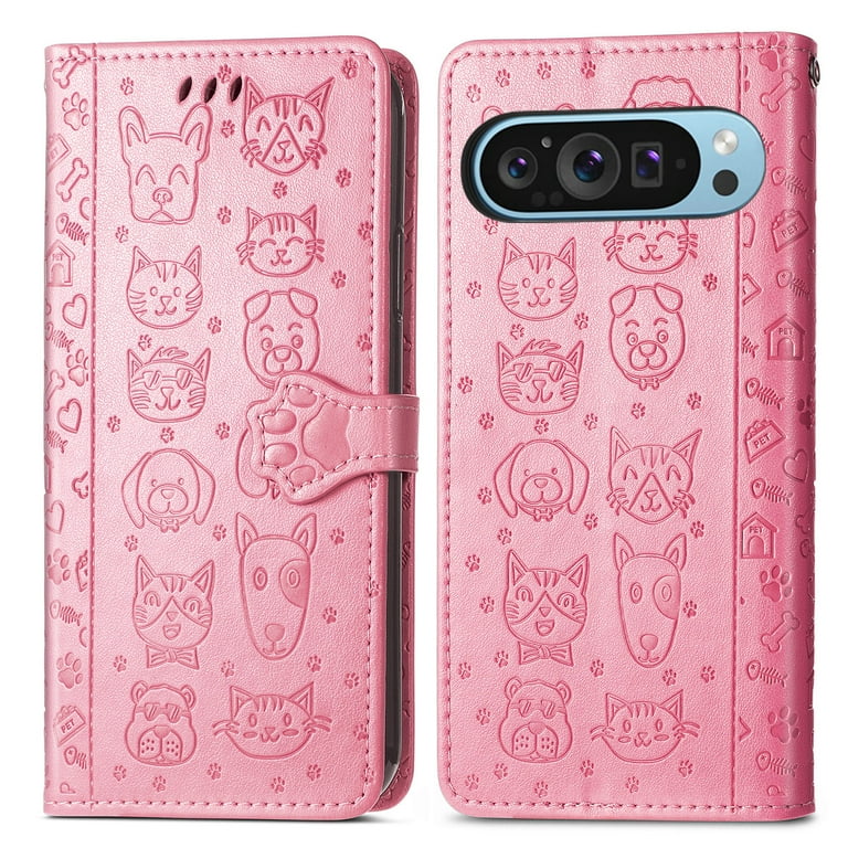 Custodia Per Google Pixel 8 Pro A Portafoglio Con Gatto Rosso – Pelle PU, Supporto, Slot Carte RFID - 2