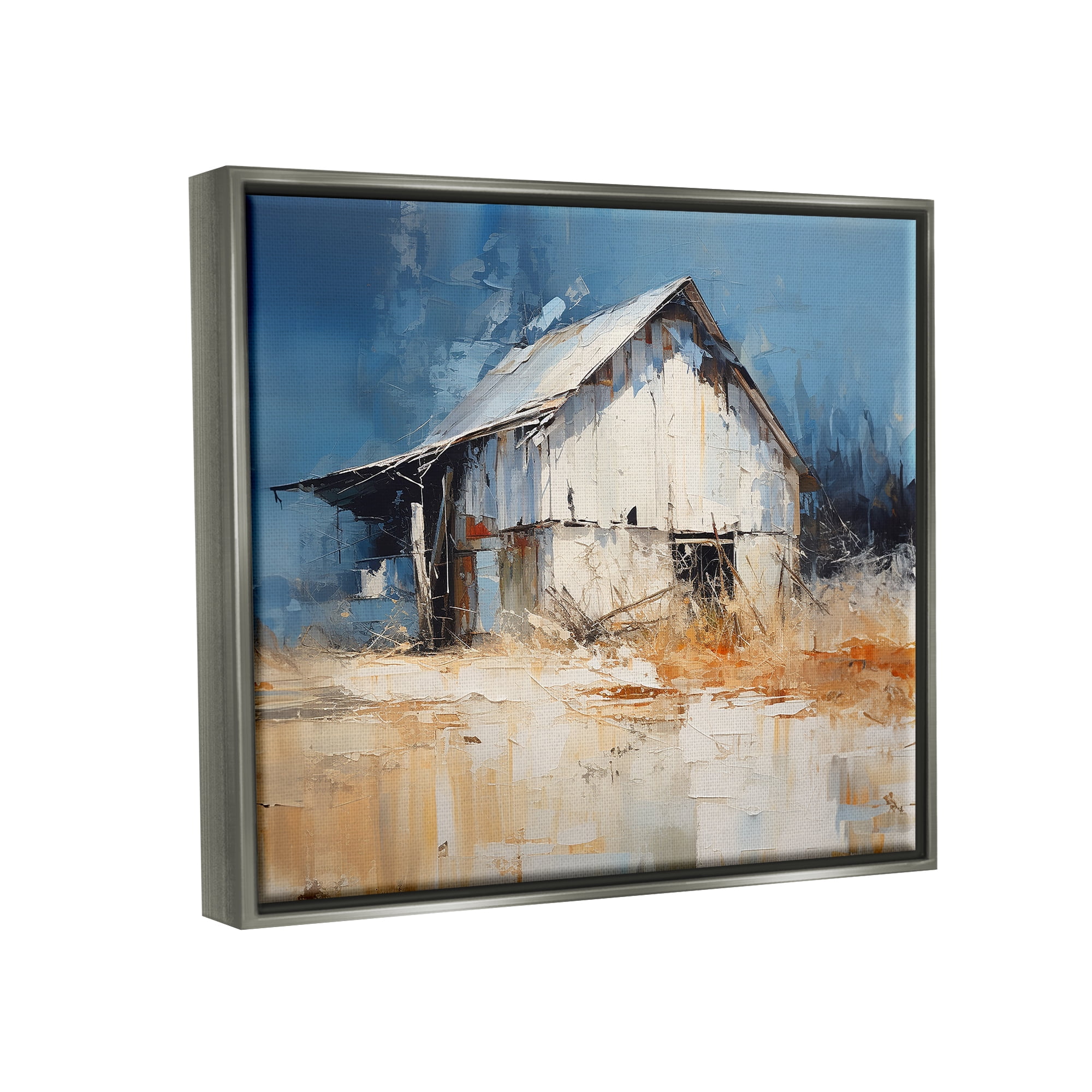 Stupell Industries Abstract Weathered Barn Abstract Painting Gray Floater Framed Canvas Art Print Wall Art, 31 x 25