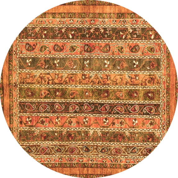 Ahgly Company Indoor Round Abstract Orange Modern Area Rugs, 4' Round