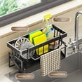 thumbnail image 2 of Xekoro Sponge Holder for Kitchen Sink, Self Drain Kitchen Sink Caddy Organizer, Rustproof Sink Holder with Removable Rack for Bathroom and Counter, Black, 2 of 8