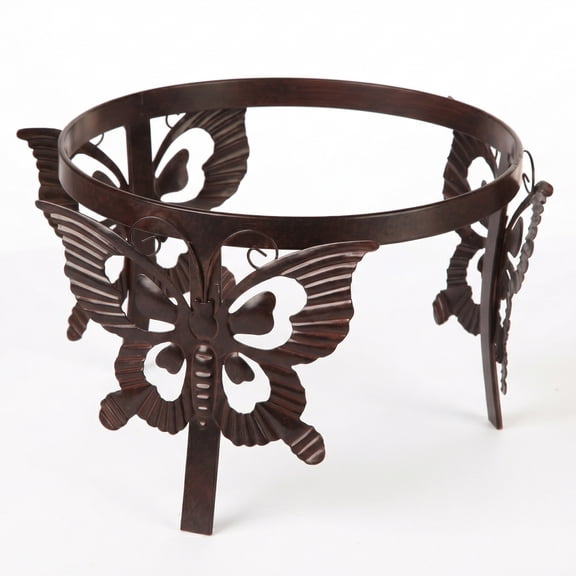 Gazing Ball Stand Garden Hardware Metal Stand with Butterfly Adorned for 10-Inch or 12-Inch Gazing Globes