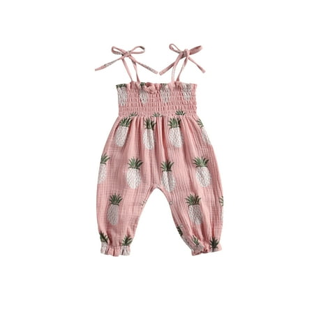 

Canrulo Toddler Baby Girls Floral Print Romper Jumpsuit Sleeveless Jumpsuit Pink Pineapple 12-18 Months