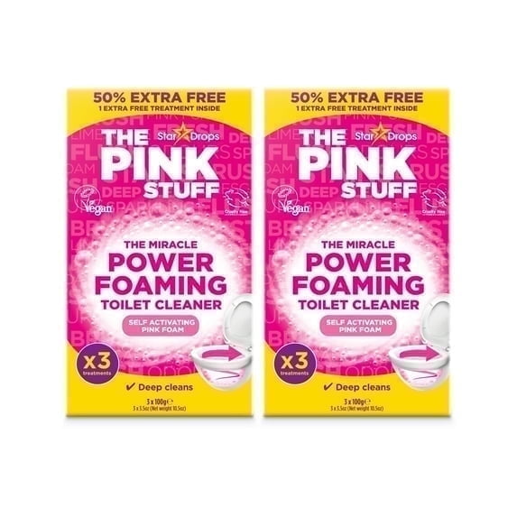 (2 pack) The Pink Stuff Miracle Power Foaming Toilet Cleaner, Self-Activating Formula, Stain Remover, 3 Treatments, 10.5 oz