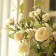 thumbnail image 2 of Artificial Flower Silk Rose Flower Bloom and Bud Stem in White 39" Tall, 2 of 4