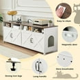 thumbnail image 2 of Double  Litter Box Enclosure with Power Outlet, Farmhouse Large Hidden Litter Box Cabinet TV Stand for 2 Cats, Antique White, 2 of 7