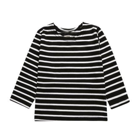 

BSDHBS Boy Summer Outfits Toddler Kids Baby Boy Girl Long Sleeve Striate Print T-shirt Tops Clothes