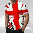 thumbnail image 1 of Blusas y camisas de manga corta y cuello redondo para hombre. Blusa informal de poliéster con cuello redondo y botones estampados de manga corta para hombre., 1 of 5