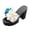 Blue, variant on Womens Color Block Flower Platform Chunky High Heels Sandals Bohemian Beach Fashion Casual Open Toe Heeled Dress Slip on Summer Shoes Red Size 6.5
