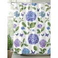 thumbnail image 2 of Retro Purple Shower Curtain, Hydrangeas Floral Leaf Country Plant Farmhouse Waterproof Shower Curtain Set with 12 Hooks Lightweight Washable Fabric Shower Curtains for Bathroom 72x78 Inches, 2 of 6