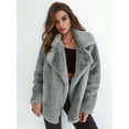 thumbnail image 5 of Women Winter Coats Lapel Faux Fur Jackets Open Front Mid-Long Cardigan Coat Casual Warm Winter Outwear Jackets Gray S, 5 of 7