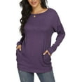 thumbnail image 3 of JuneFish Women Long Sleeve Shirts Casual Tops Dressy Blouses Loose Tunic with Pockets, 3 of 5